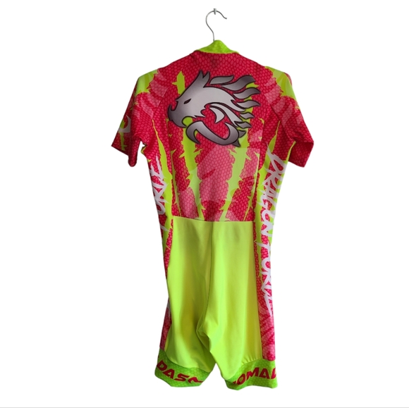 Neon green-fuchsia skin suit (S) - Picture 2 of 3